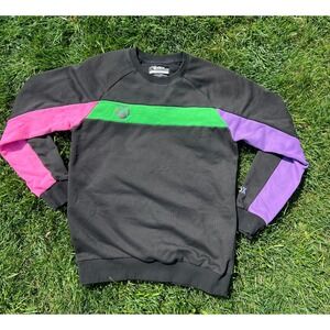 Xbox Meta Threads Mens Colorblock Sweatshirt Black Green Pink Purple Large